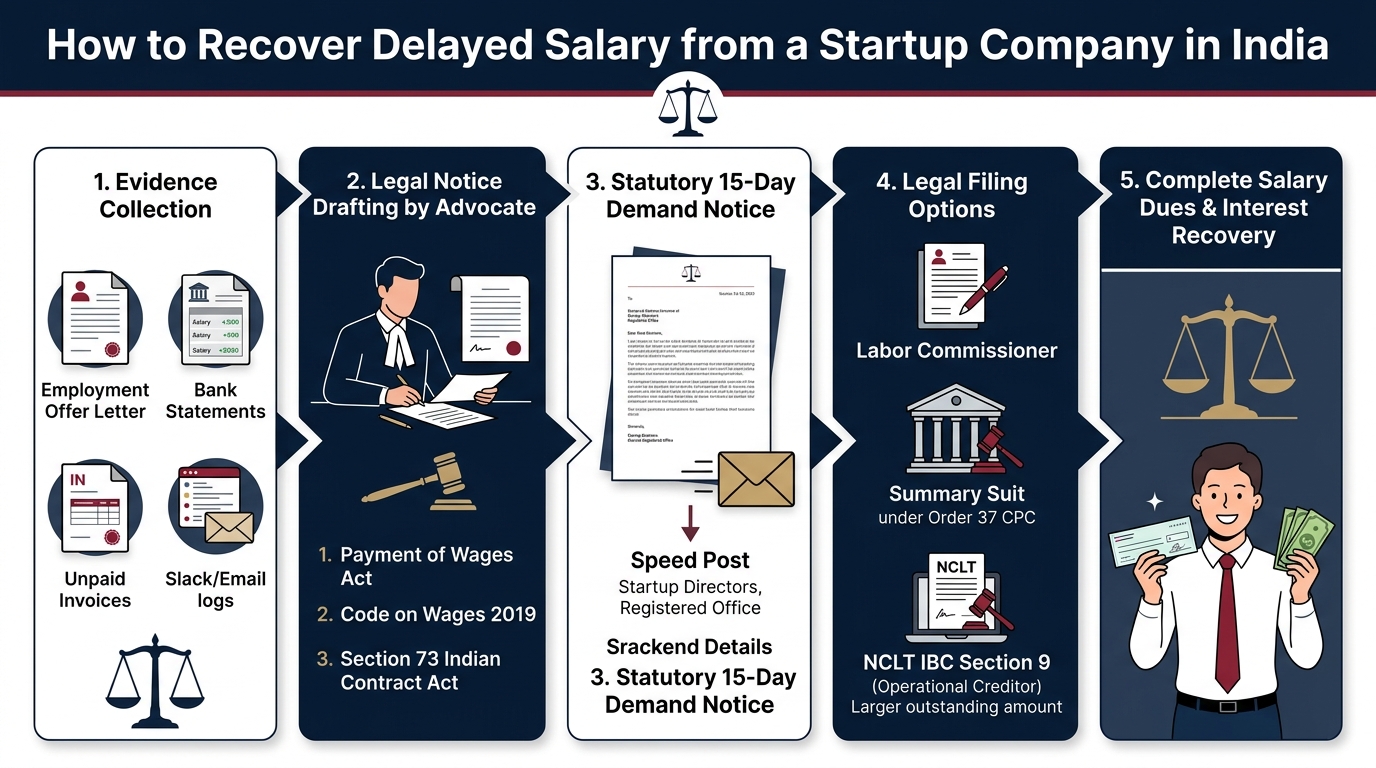 Infographic: Complete Legal Roadmap to Recover Delayed Salary from a Startup Company in India