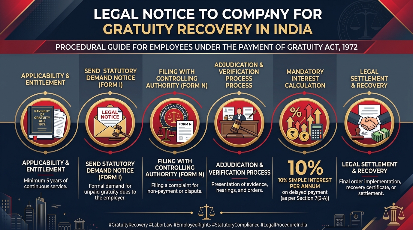 Legal Notice to Company for Gratuity Not Paid by Employer Infographic Roadmap