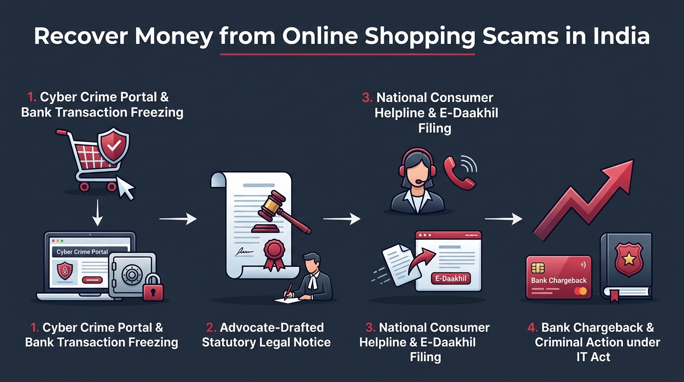 Infographic: Step-by-Step Legal Framework to Recover Money from Online Shopping Scams in India