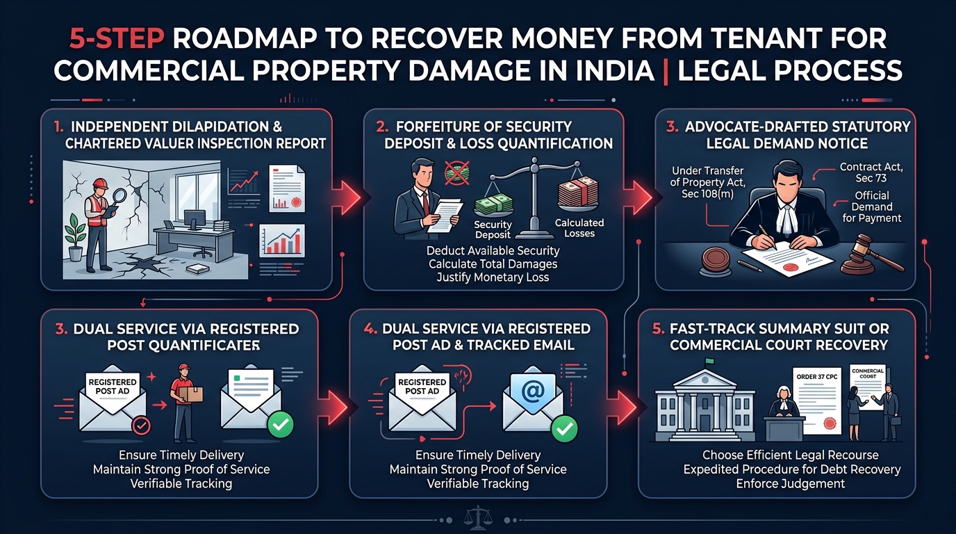Infographic: 5-Step Process to Recover Money from a Tenant for Property Damage in India