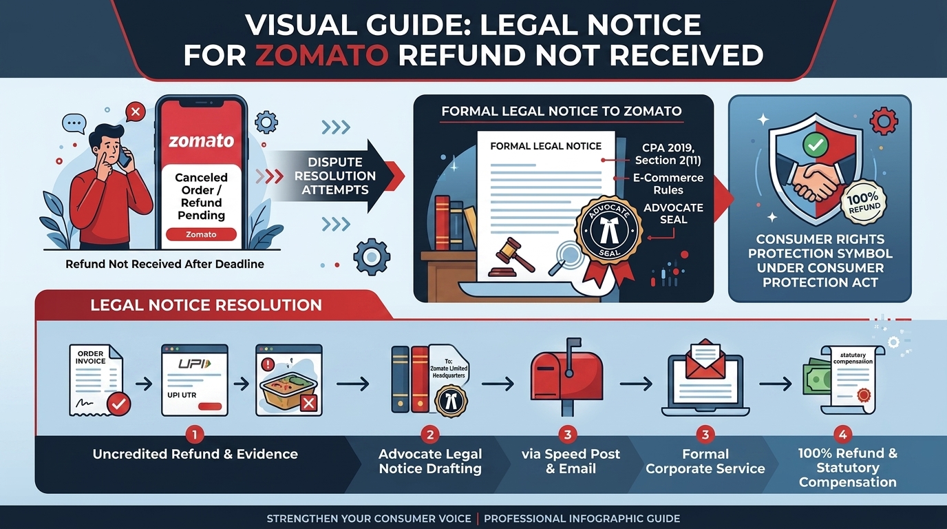 Legal Notice for Zomato Refund Not Received Infographic